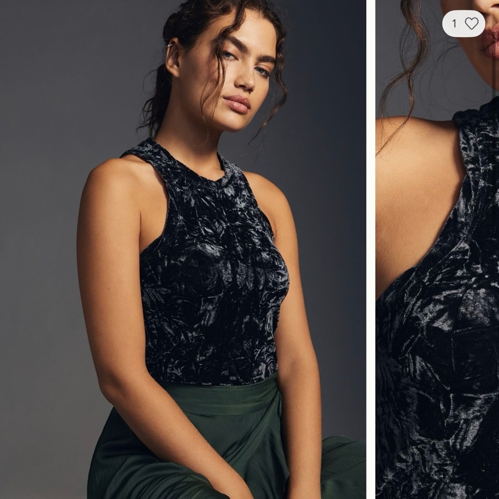 Deep Navy Velvet Sleeveless Top